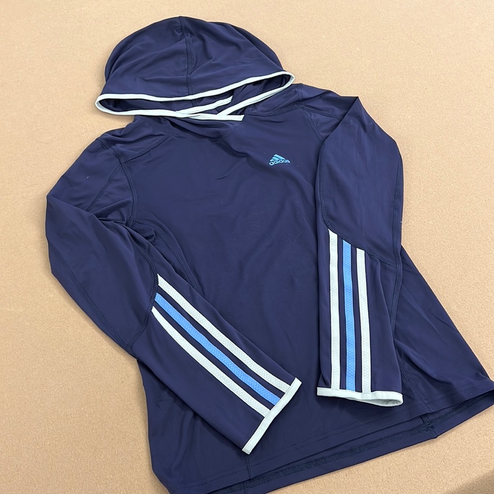 Adidas long sleeve workout running hooded top